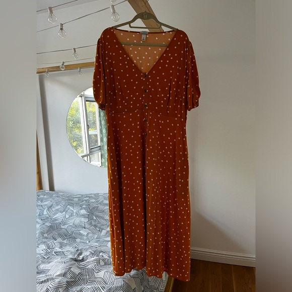 AVA & VIV Polka Dot Midi Dress, Size 1X - Picture 3 of 7